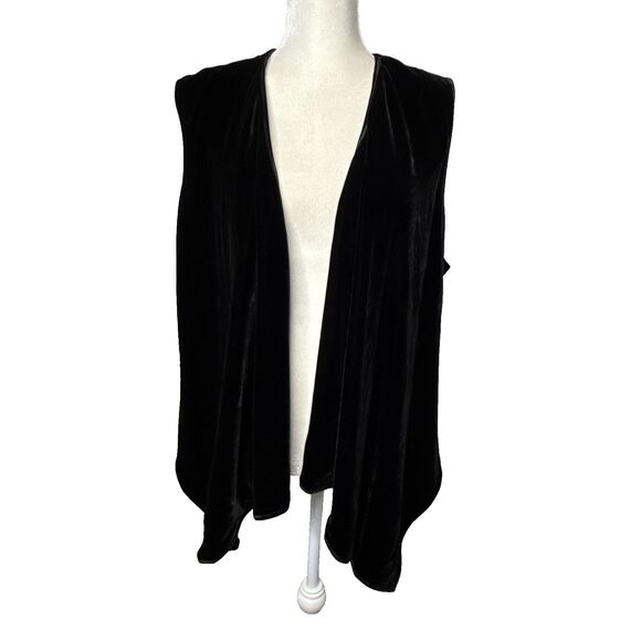 New Coldwater Creek Size XL Velvet Waterfall Open Front Vest Tie Back Sleeveless - Picture 1 of 11